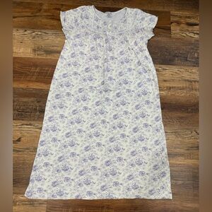 Fundamentals Floral Nightgown Purple White Vintage Inspired Short Sleeve Long